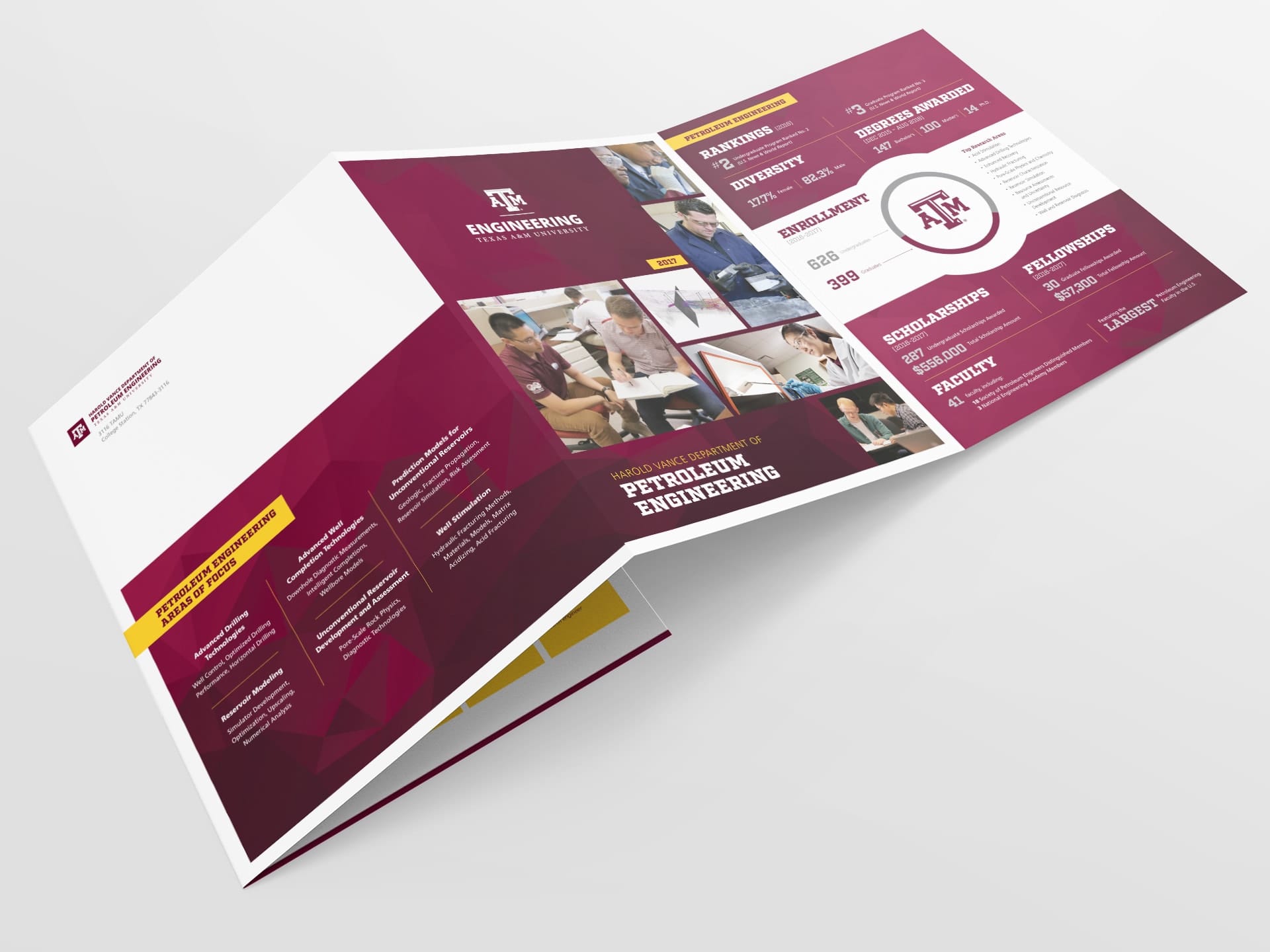 Department brochure front and back cover with fold panel