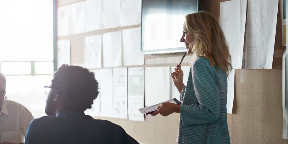 Business woman giving presentation